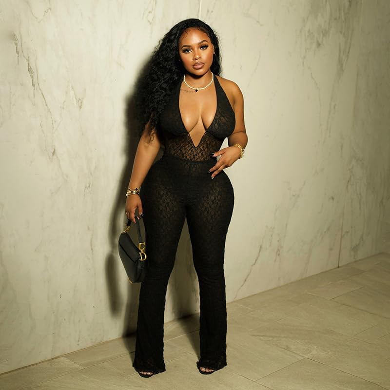 BAWDY Hot Commodity Lace Mesh Jumpsuit