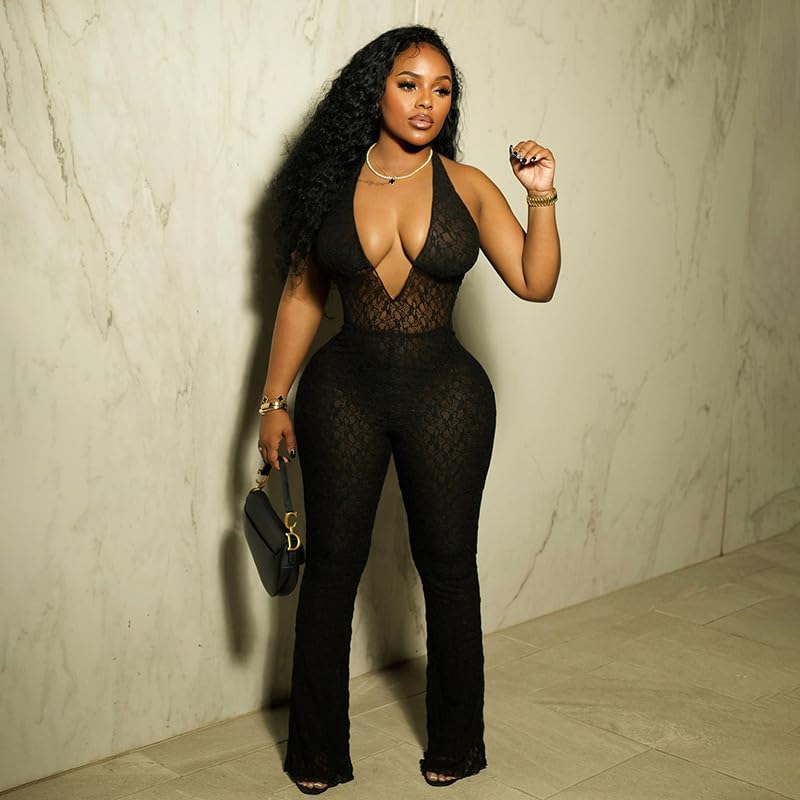 BAWDY Hot Commodity Lace Mesh Jumpsuit