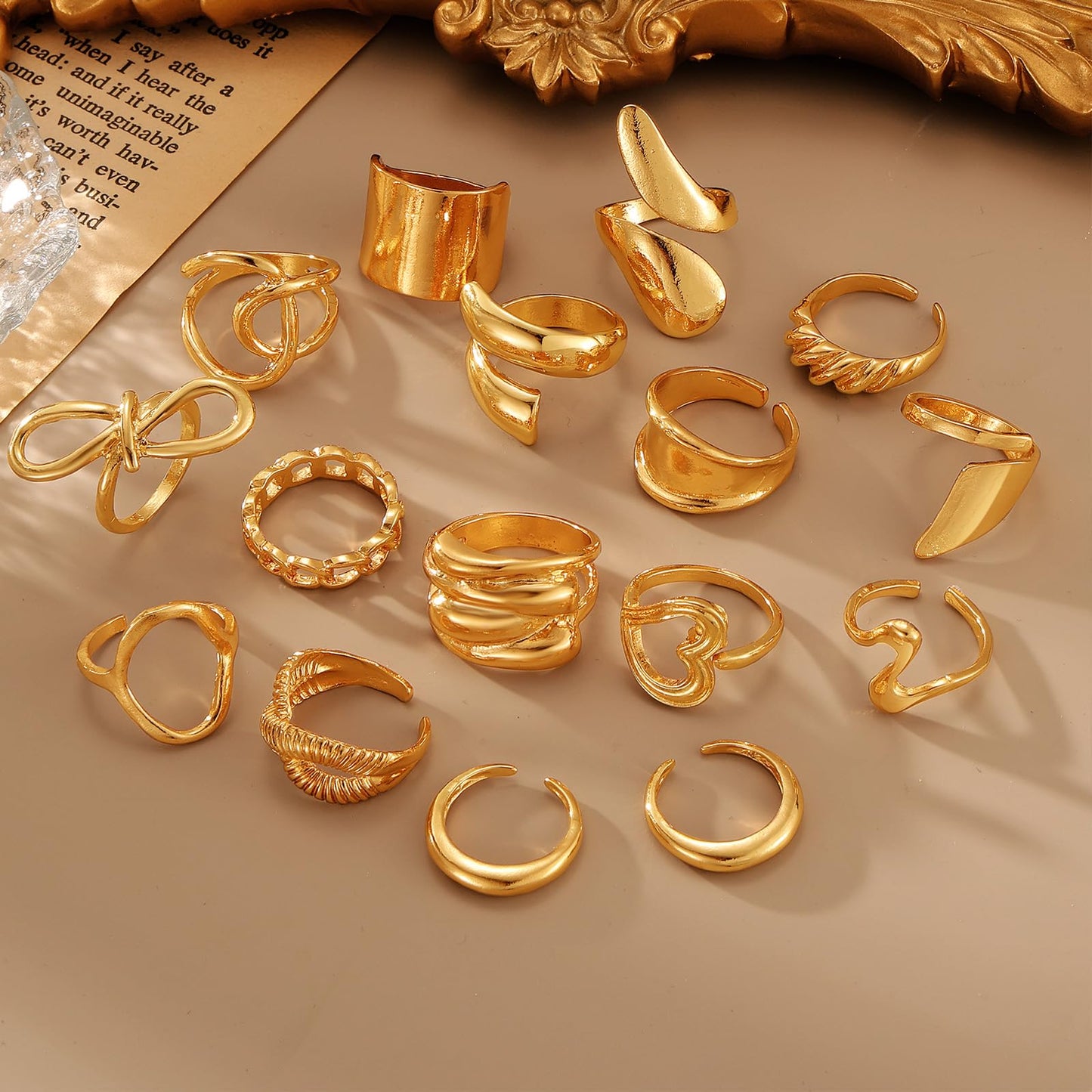 BAWDY Rich Girl Energy Rings ā Bold Dome 14K Plated