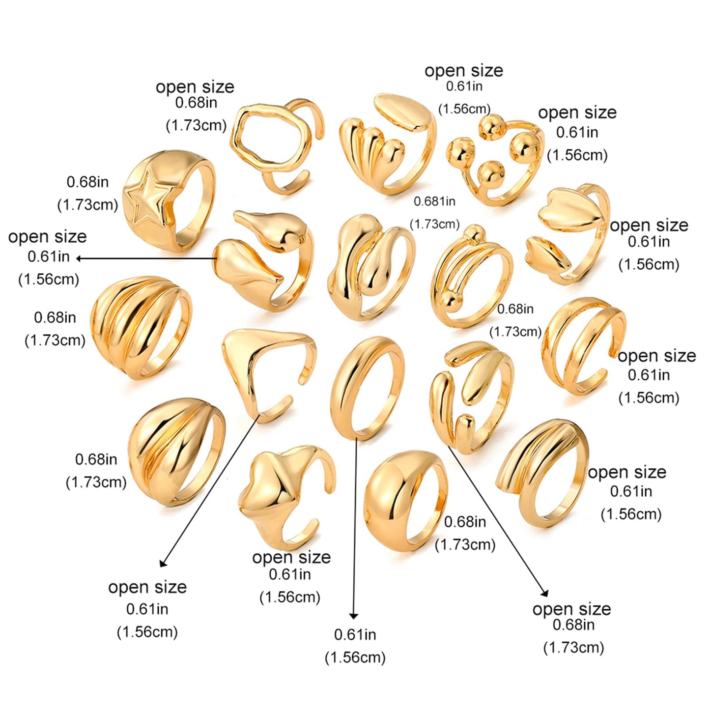 BAWDY Rich Girl Energy Rings ā Bold Dome 14K Plated