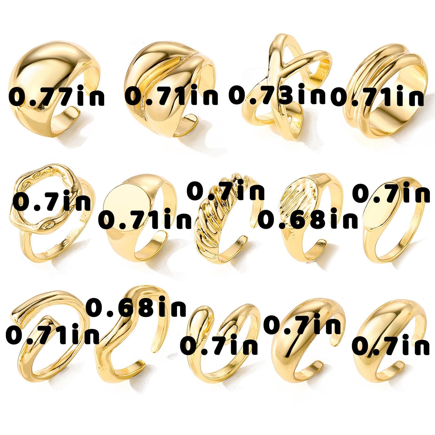 BAWDY Rich Girl Energy Rings ā Bold Dome 14K Plated