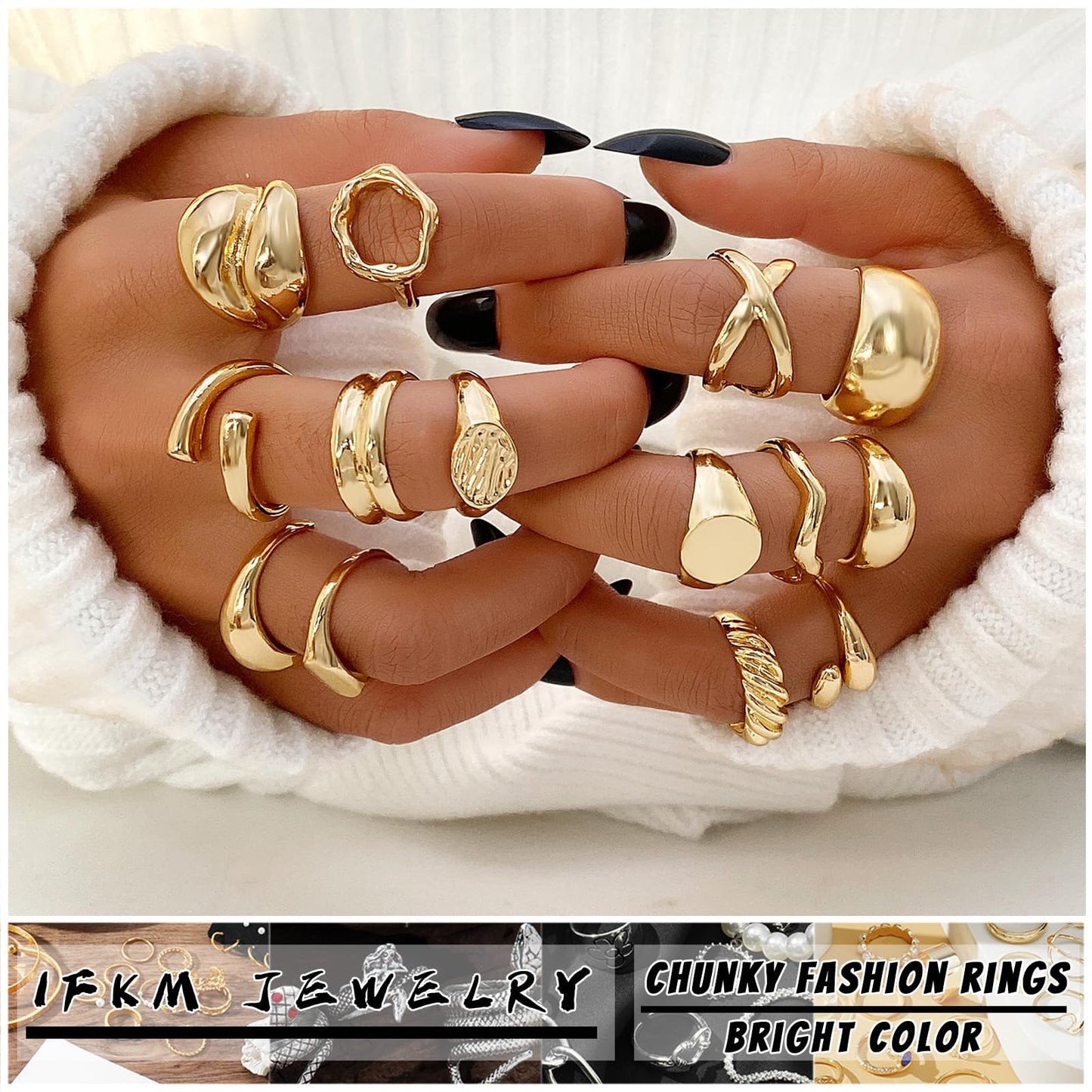 BAWDY Rich Girl Energy Rings ā Bold Dome 14K Plated