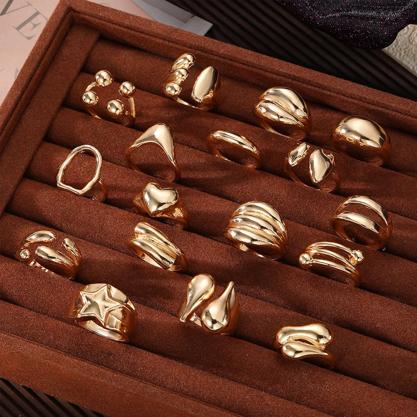 BAWDY Rich Girl Energy Rings ā Bold Dome 14K Plated