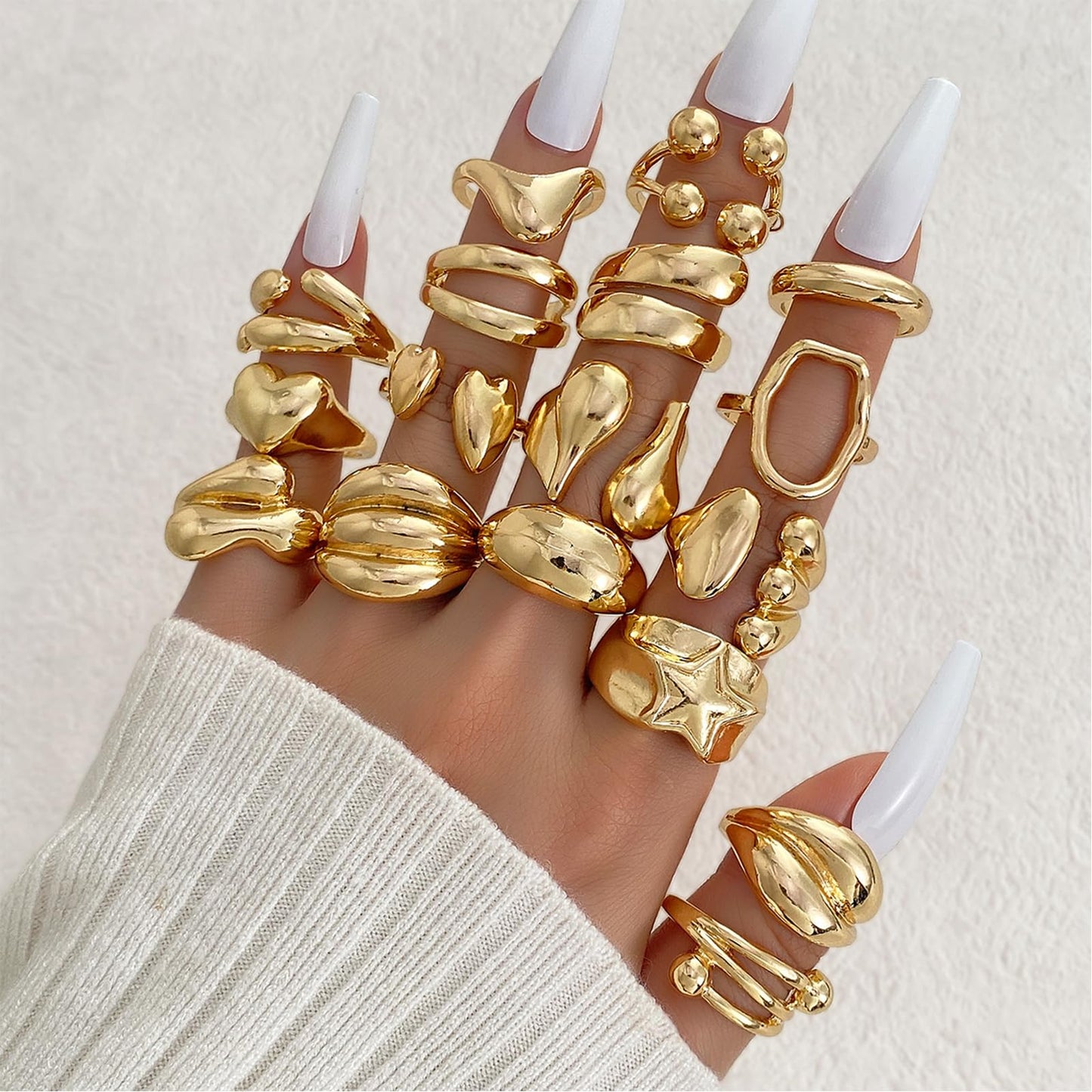 BAWDY Rich Girl Energy Rings ā Bold Dome 14K Plated