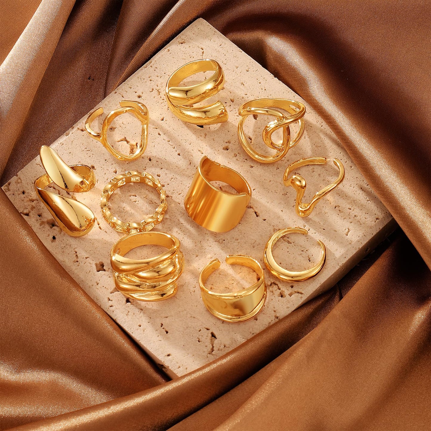 BAWDY Rich Girl Energy Rings ā Bold Dome 14K Plated